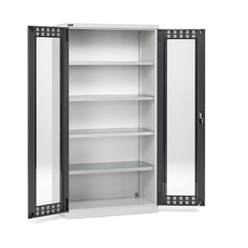 Immagine del prodotto: Armadio con ante a battente Fami PERFOM con 4 ripiani e finestre d'ispezione, AxLxP 2.000 x 1.023 x 726 mm, grigio chiaro, antracite