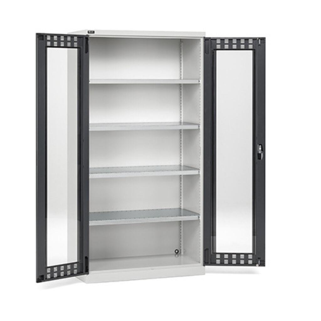 Armadio con ante a battente Fami PERFOM con 4 ripiani e finestre d'ispezione, AxLxP 2.000 x 1.023 x 726 mm, grigio chiaro, antracite Immagine del prodotto: Armadio con ante a battente Fami PERFOM con 4 ripiani e finestre d'ispezione, AxLxP 2.000 x 1.023 x 726 mm, grigio chiaro, antracite
