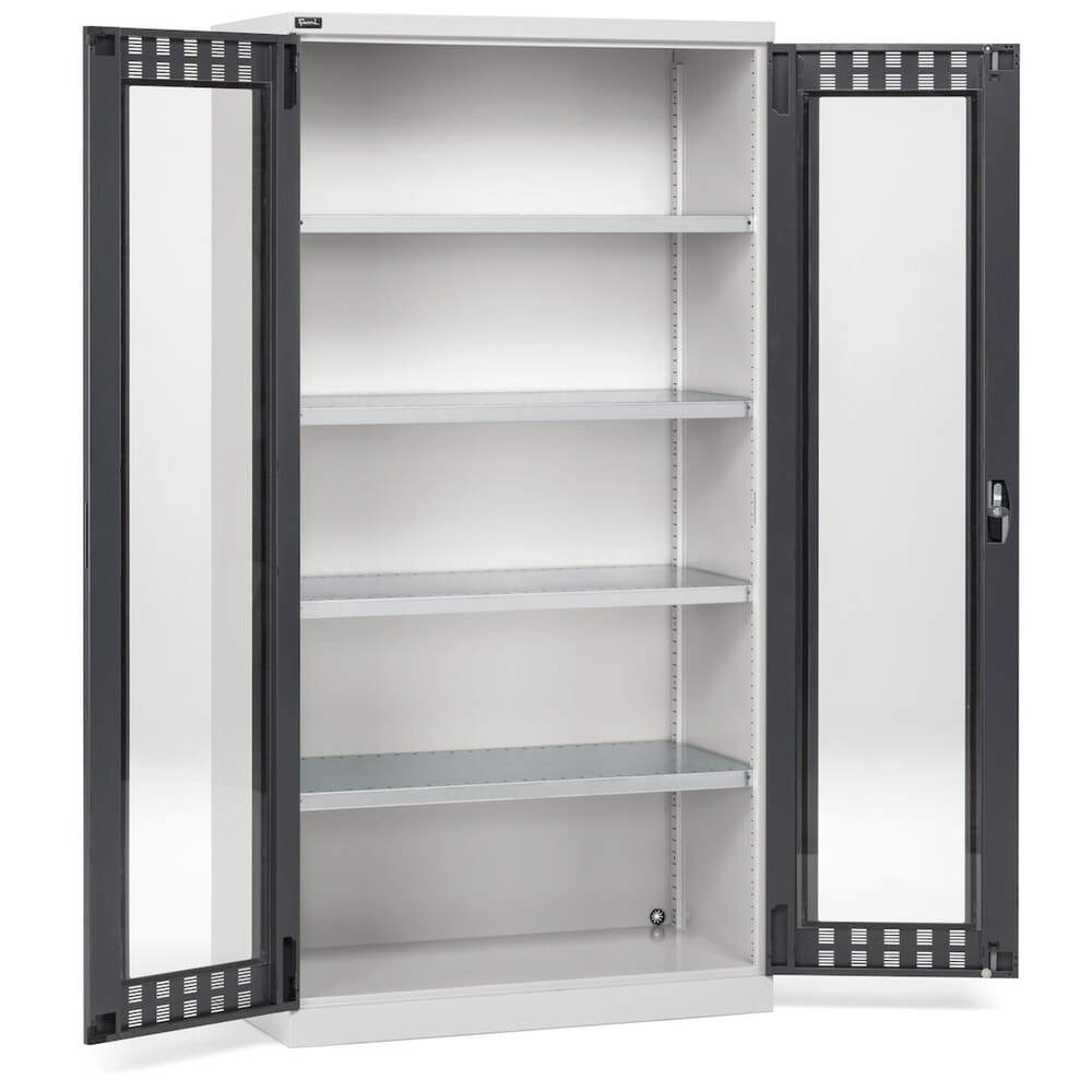 Immagine del prodotto n. 2: Armadio con ante a battente Fami PERFOM con 4 ripiani e finestre d'ispezione, AxLxP 2.000 x 1.023 x 726 mm, grigio chiaro, antracite