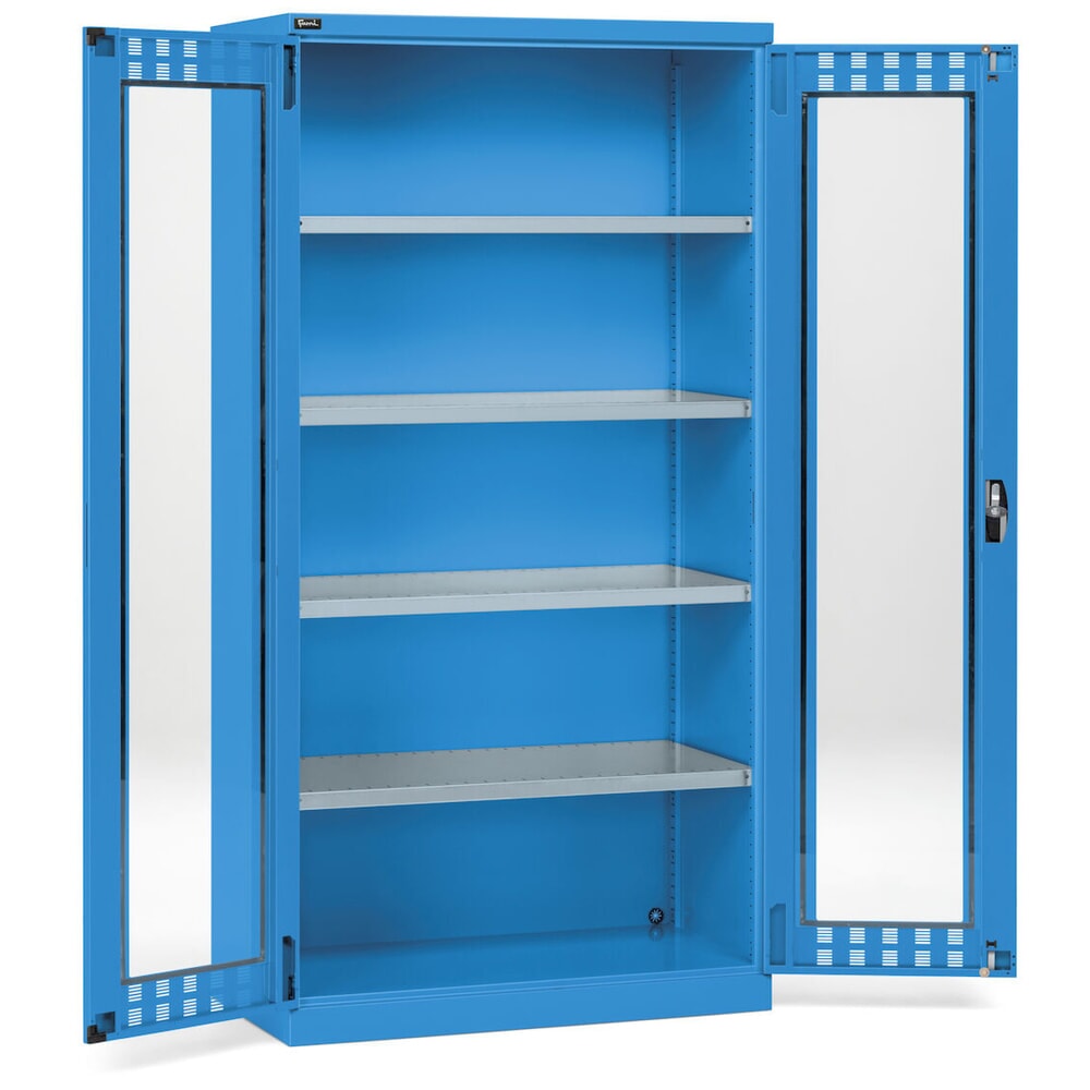 Immagine del prodotto n. 2: Armadio con ante a battente Fami PERFOM con 4 ripiani e finestre d'ispezione, AxLxP 2.000 x 1.023 x 726 mm, azzurro