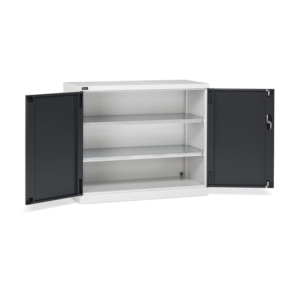 Armadio con ante a battente Fami PERFOM, 2 ripiani, AxLxP 1.000 x 1.193 x 555 mm, grigio chiaro, antracite Immagine del prodotto: Armadio con ante a battente Fami PERFOM, 2 ripiani, AxLxP 1.000 x 1.193 x 555 mm, grigio chiaro, antracite