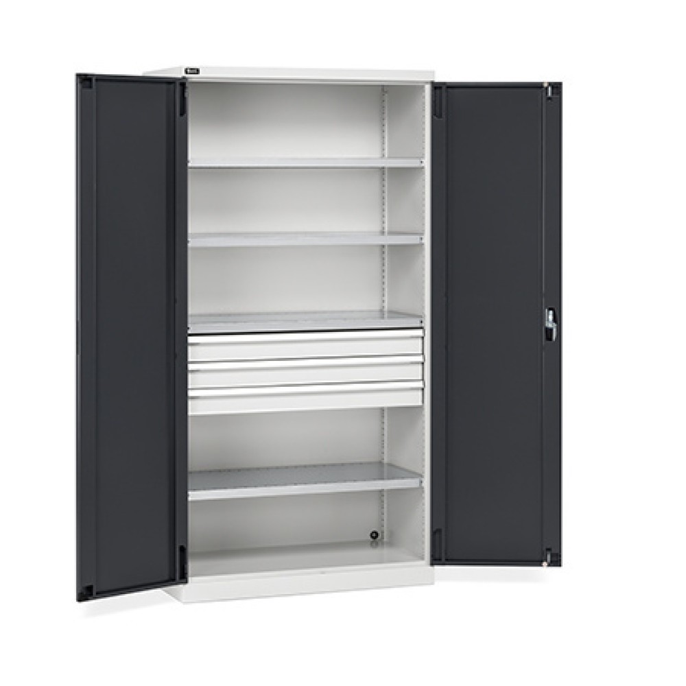 Immagine del prodotto n. 1: Armadio con ante a battente Fami PERFOM, 3 cassetti, 4 ripiani, AxLxP 2.000 x 1.023 x 726 mm, grigio chiaro, antracite