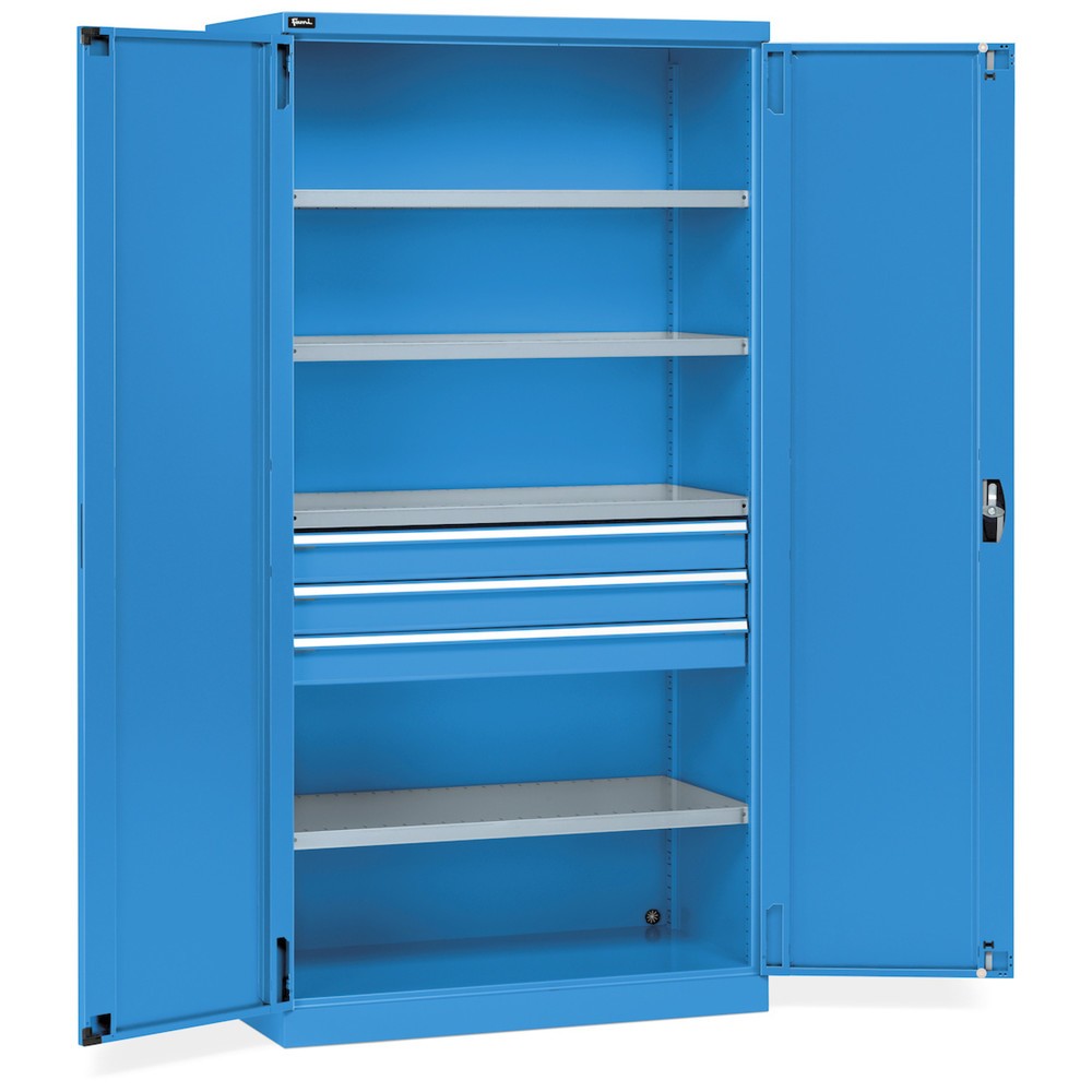 Immagine del prodotto n. 1: Armadio con ante a battente Fami PERFOM, 3 cassetti, 4 ripiani, AxLxP 2.000 x 1.023 x 726 mm, azzurro