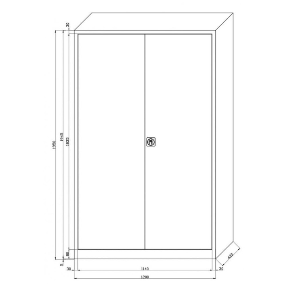 Immagine del prodotto n. 2: Armadio con ante a battente HEMMDAL HF-ST, 5 ripiani per raccoglitori, AxLxP 1.950 x 1.200 x 420 mm, ripiani verniciati a polvere, grigio chiaro/blu genziana