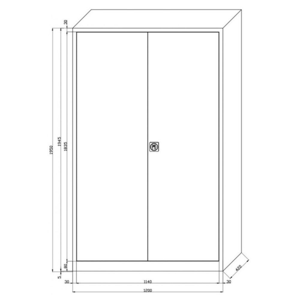 Immagine del prodotto n. 2: Armadio con ante a battente HEMMDAL HF-ST, 5 ripiani per raccoglitori, AxLxP 1.950 x 1.200 x 420 mm, ripiani verniciati a polvere, grigio chiaro