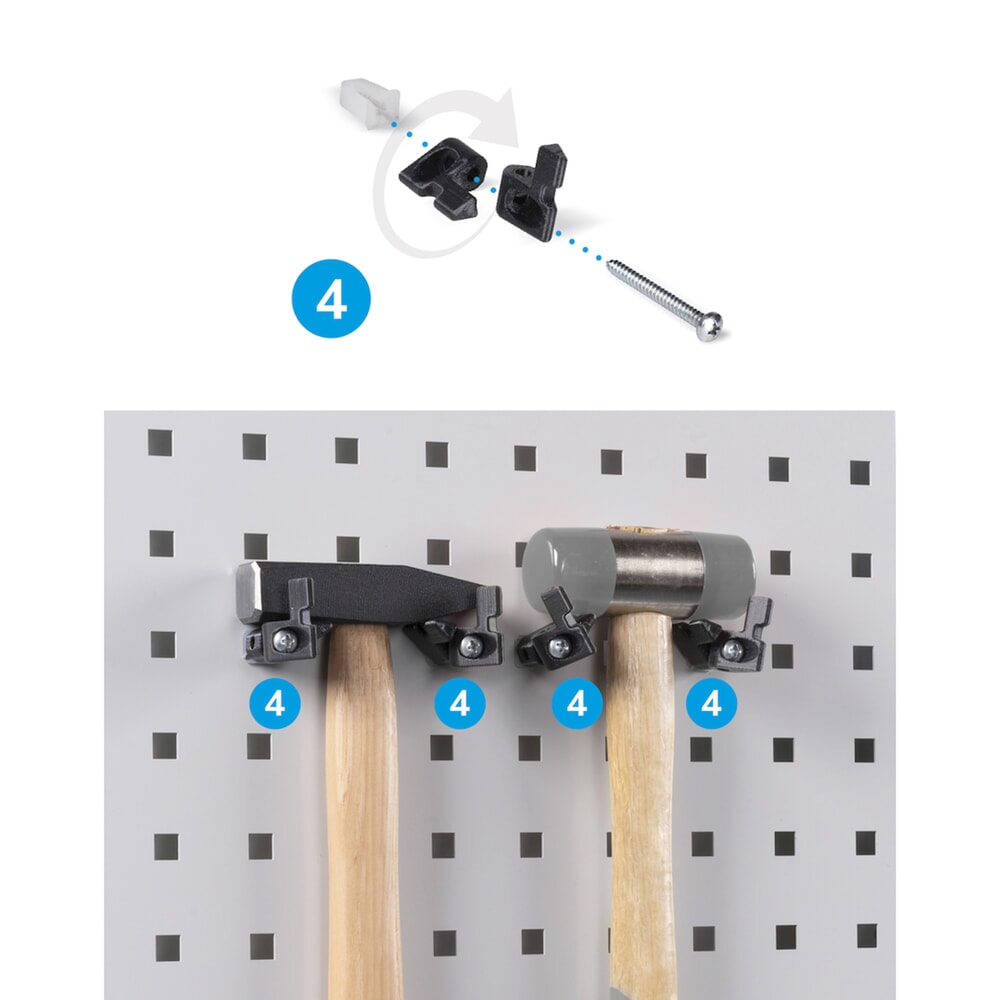 Immagine del prodotto n. 8: Armadio da officina Fami PERFOM, 4 ripiani forati, 3 cassetti, piastre forate per anta, contenitori a bocca di lupo, AxLxP 2.000 x 1.023 x 726 mm, azzurro
