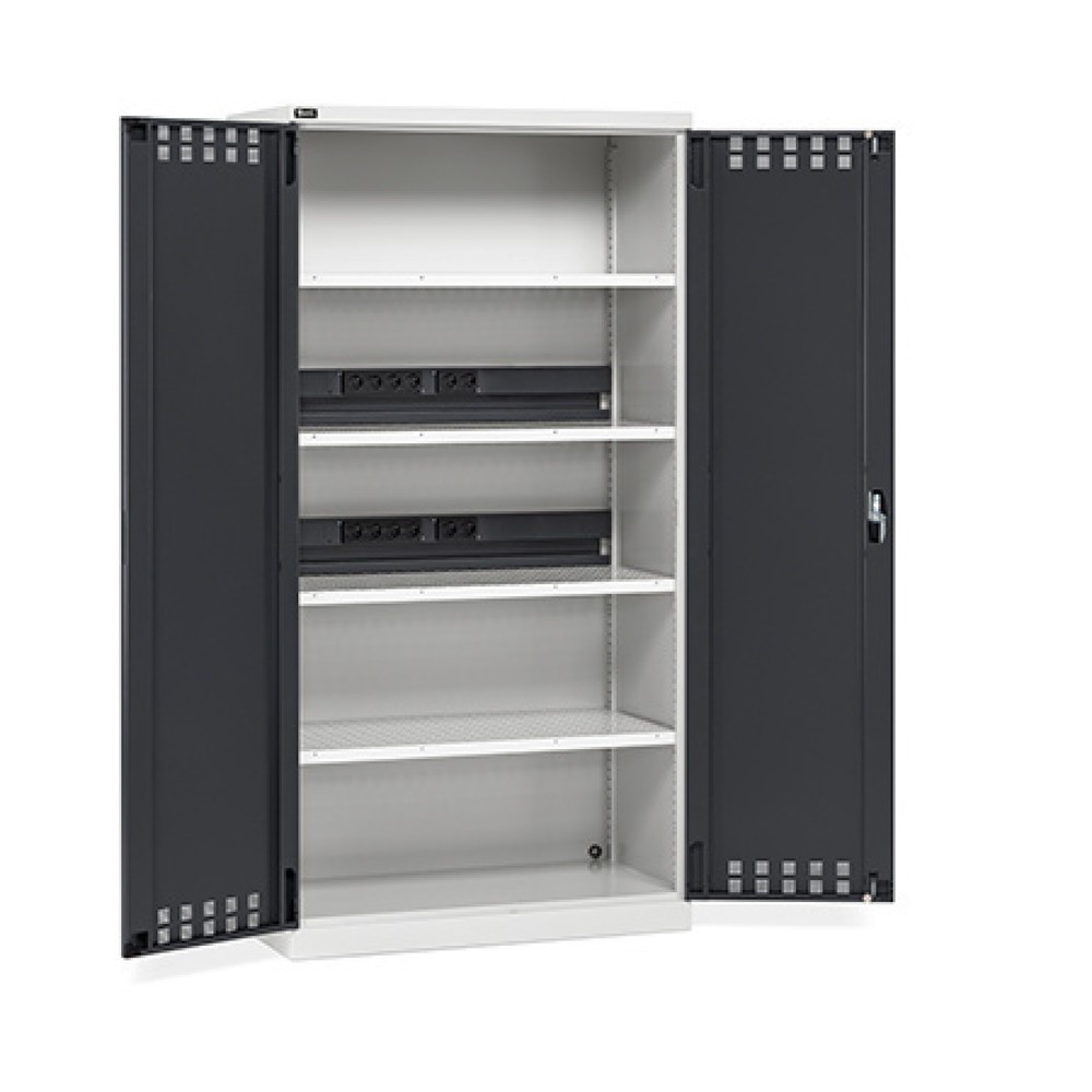 Immagine del prodotto: Armadio di ricarica per batterie Fami PERFOM, 4 ripiani forati, AxLxP 2.000 x 1.023 x 726 mm, grigio chiaro, antracite