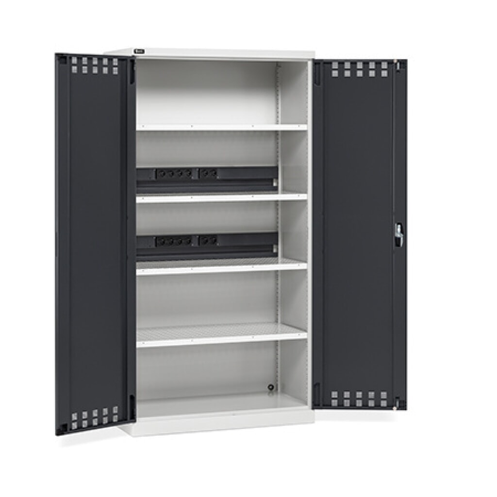 Armadio di ricarica per batterie Fami PERFOM, 4 ripiani forati, AxLxP 2.000 x 1.023 x 726 mm, grigio chiaro, antracite Immagine del prodotto: Armadio di ricarica per batterie Fami PERFOM, 4 ripiani forati, AxLxP 2.000 x 1.023 x 726 mm, grigio chiaro, antracite