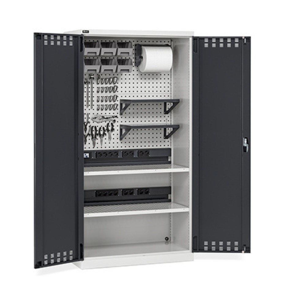 Immagine del prodotto: Armadio di ricarica per batterie Fami PERFOM con piastra forata e accessori, AxLxP 2.000 x 1.023 x 726 mm, grigio chiaro, antracite