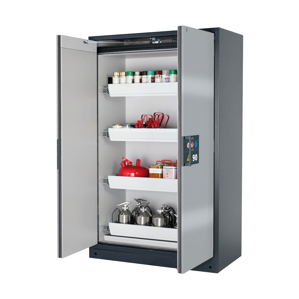 armadio antincendio asecos® Q-PEGASUS/Tipo 90, 4 vaschette estraibili, HxBxT 1.953 x 1.193 x 615 mm, argento Immagine del prodotto: armadio antincendio asecos® Q-PEGASUS/Tipo 90, 4 vaschette estraibili, HxBxT 1.953 x 1.193 x 615 mm, argento