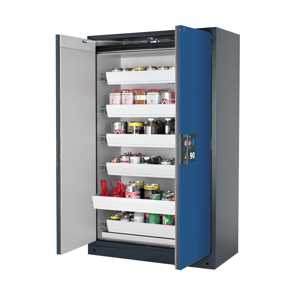 Immagine del prodotto: Armadio antincendio asecos® Q-PEGASUS/Tipo 90, 6 vaschette estraibili, AxLxP 1.953 x 1.193 x 615 mm, blu genziana
