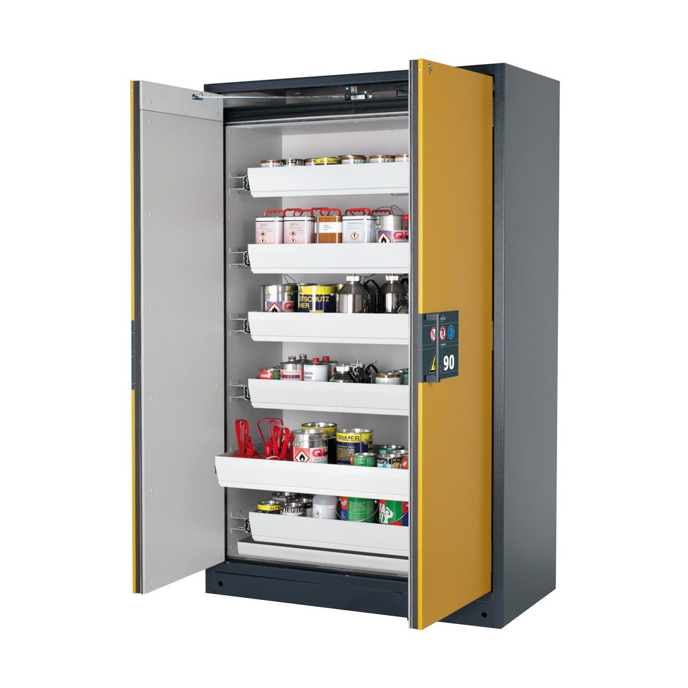 Immagine del prodotto: Armadio di sicurezza asecos® Q-PEGASUS/Tipo 90, 6 vaschette estraibili, AxLxP 1.953 x 1.193 x 615 mm, Giallo oro