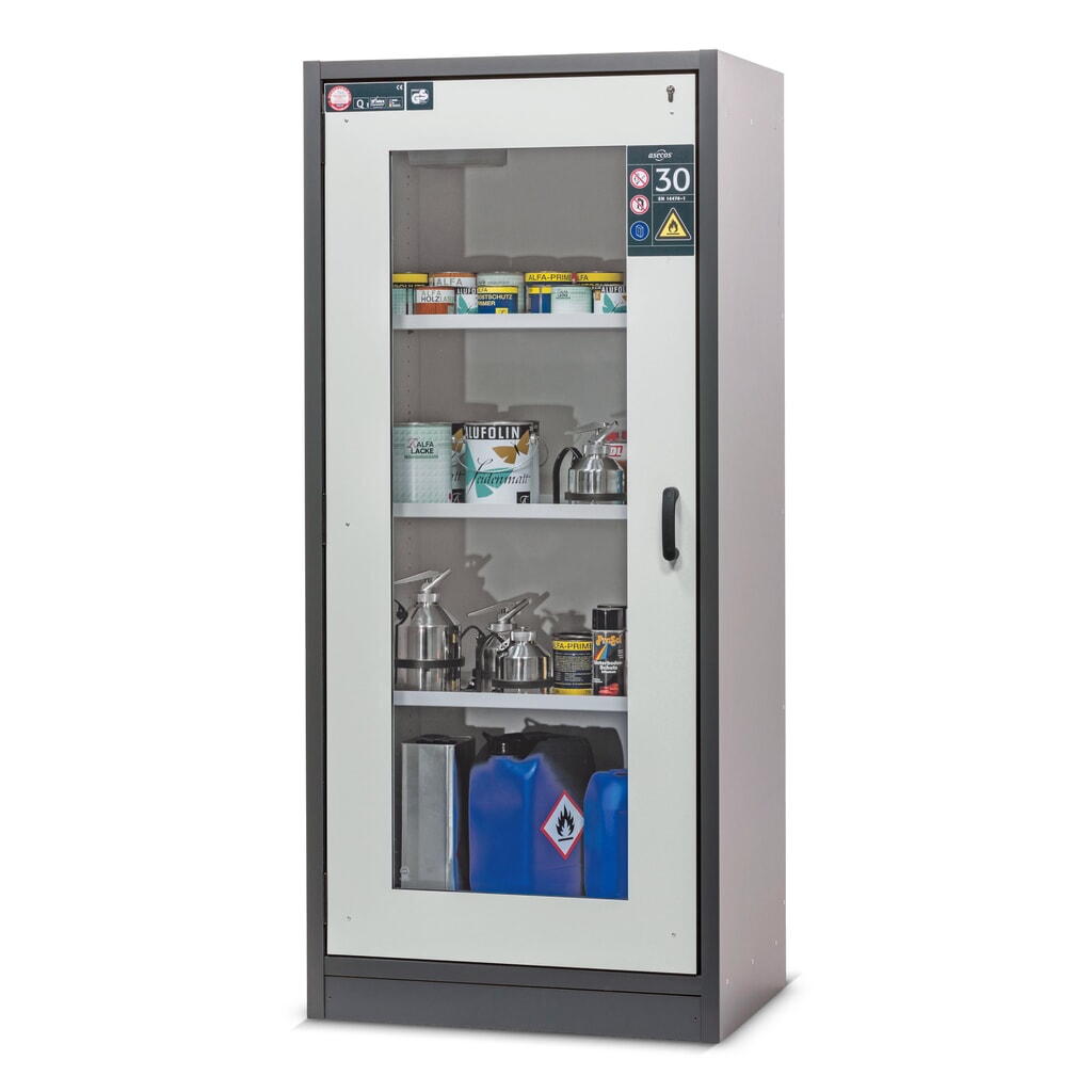 armadio antincendio asecos® Tipo 30 con anta in vetro, HxBxT 1.947 x 864 x 620 mm, grigio antracite/giallo oro Immagine del prodotto n. 2: armadio antincendio asecos® Tipo 30 con anta in vetro, HxBxT 1.947 x 864 x 620 mm, grigio antracite/giallo oro