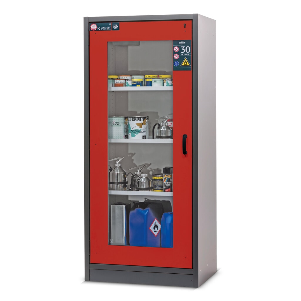 armadio antincendio asecos® Tipo 30 con anta in vetro, HxBxT 1.947 x 864 x 620 mm, grigio antracite/giallo oro Immagine del prodotto n. 3: armadio antincendio asecos® Tipo 30 con anta in vetro, HxBxT 1.947 x 864 x 620 mm, grigio antracite/giallo oro