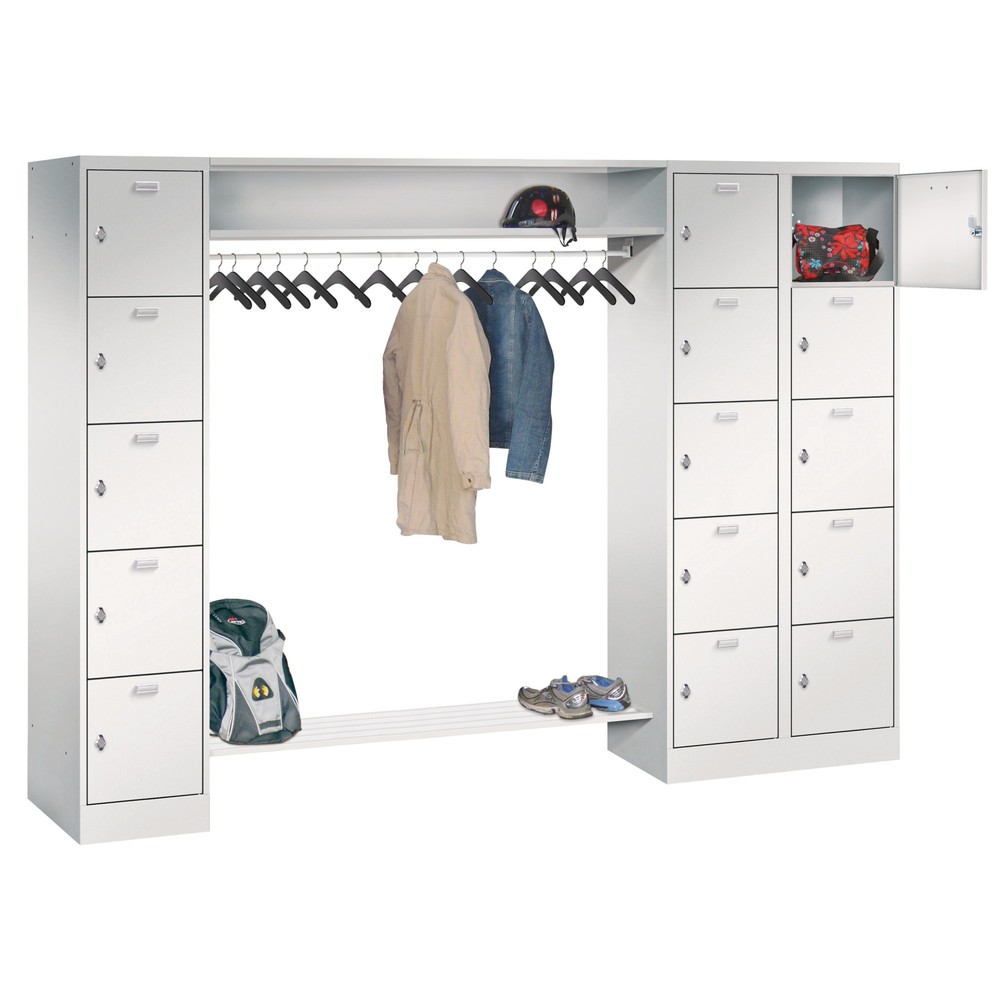 Immagine del prodotto: Armadio guardaroba ad ante PAVOY, 1 x 5 scomparti + 1 x 10 scomparti, serratura a chiavistello, HxLxP 1.950 x 2.550 x 500 mm, larghezza scomparti 400 mm