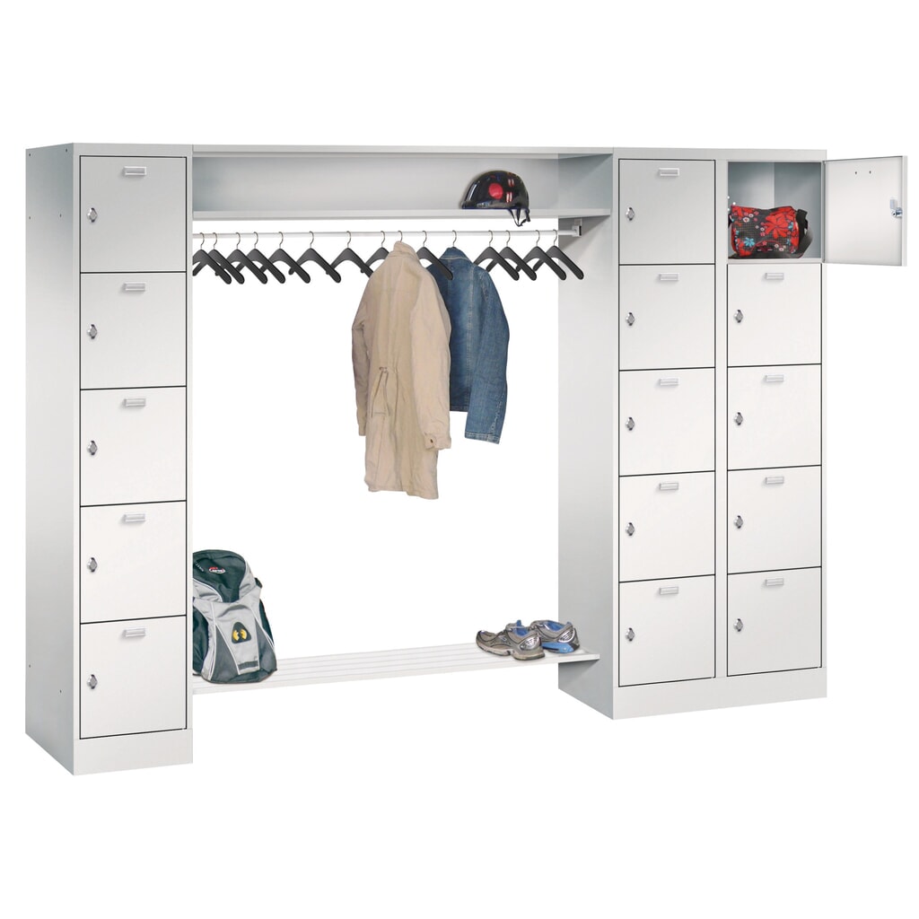 Immagine del prodotto: Armadio guardaroba ad ante PAVOY, 1 x 5 scomparti + 1 x 10 scomparti, serratura a chiavistello, HxLxP 1.950 x 2.550 x 500 mm, larghezza scomparti 400 mm