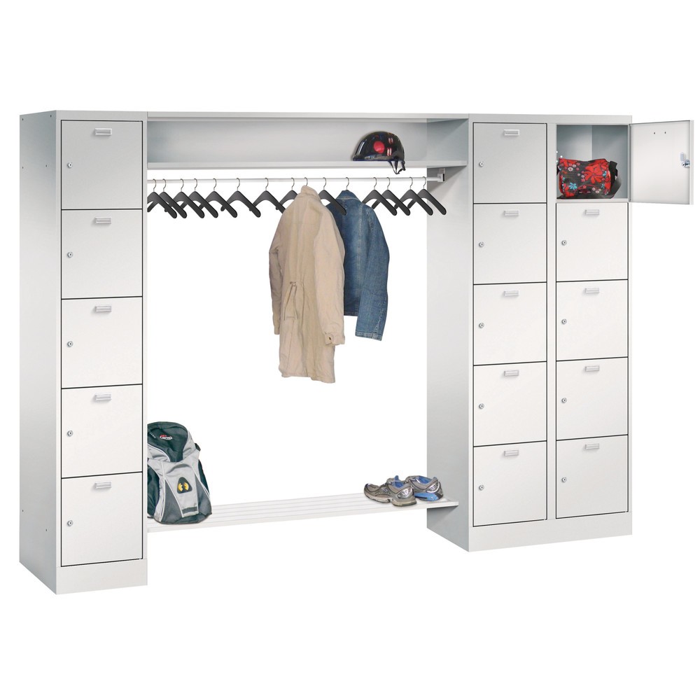 Immagine del prodotto: Armadio guardaroba ad ante PAVOY, 1 x 5 scomparti + 1 x 10 scomparti, serratura a cilindro, HxLxP 1.950 x 2.550 x 500 mm, larghezza scomparti 400 mm