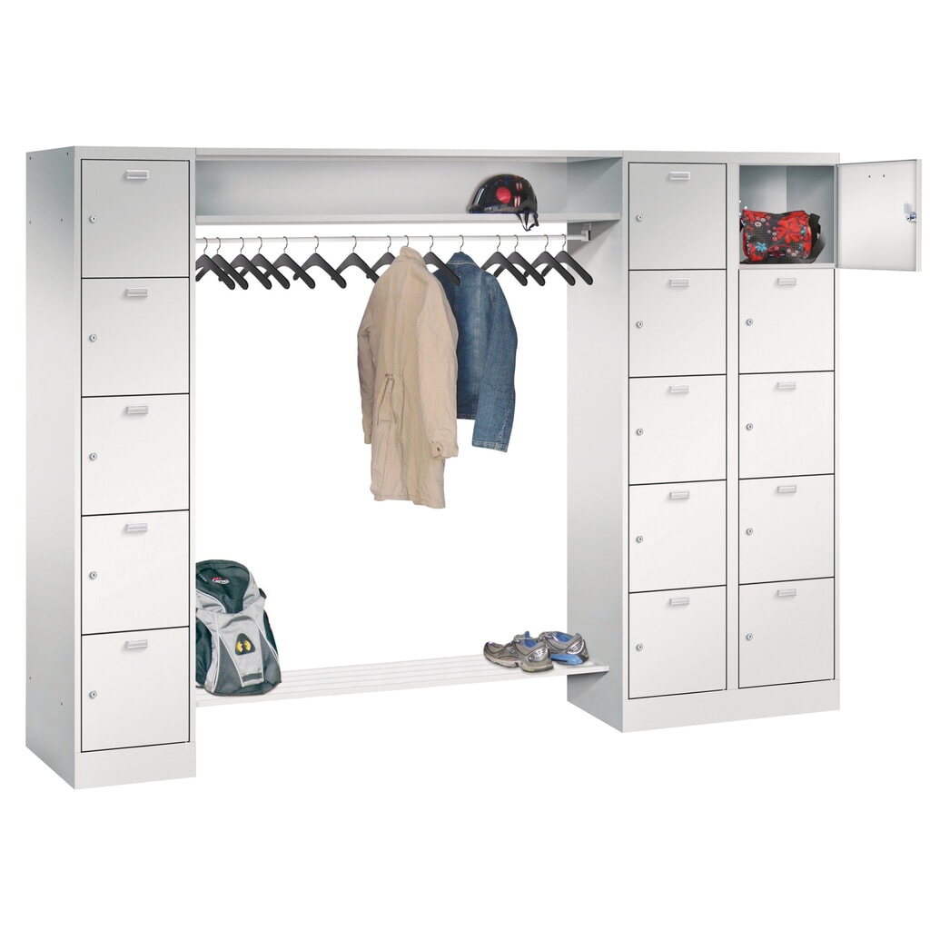 Armadio guardaroba ad ante PAVOY, 1 x 5 scomparti + 1 x 10 scomparti, serratura a cilindro, HxLxP 1.950 x 2.550 x 500 mm, larghezza scomparti 400 mm Immagine del prodotto: Armadio guardaroba ad ante PAVOY, 1 x 5 scomparti + 1 x 10 scomparti, serratura a cilindro, HxLxP 1.950 x 2.550 x 500 mm, larghezza scomparti 400 mm