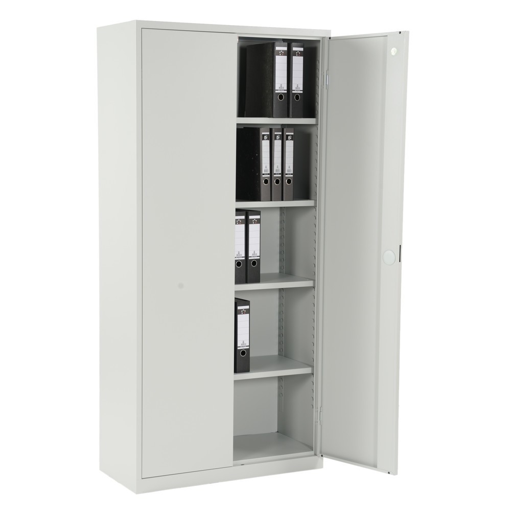 Immagine del prodotto n. 8: Armadio con ante a battente HEMMDAL HF-ST, 5 ripiani per raccoglitori, AxLxP 1.950 x 920 x 420 mm, ripiani zincati, grigio chiaro
