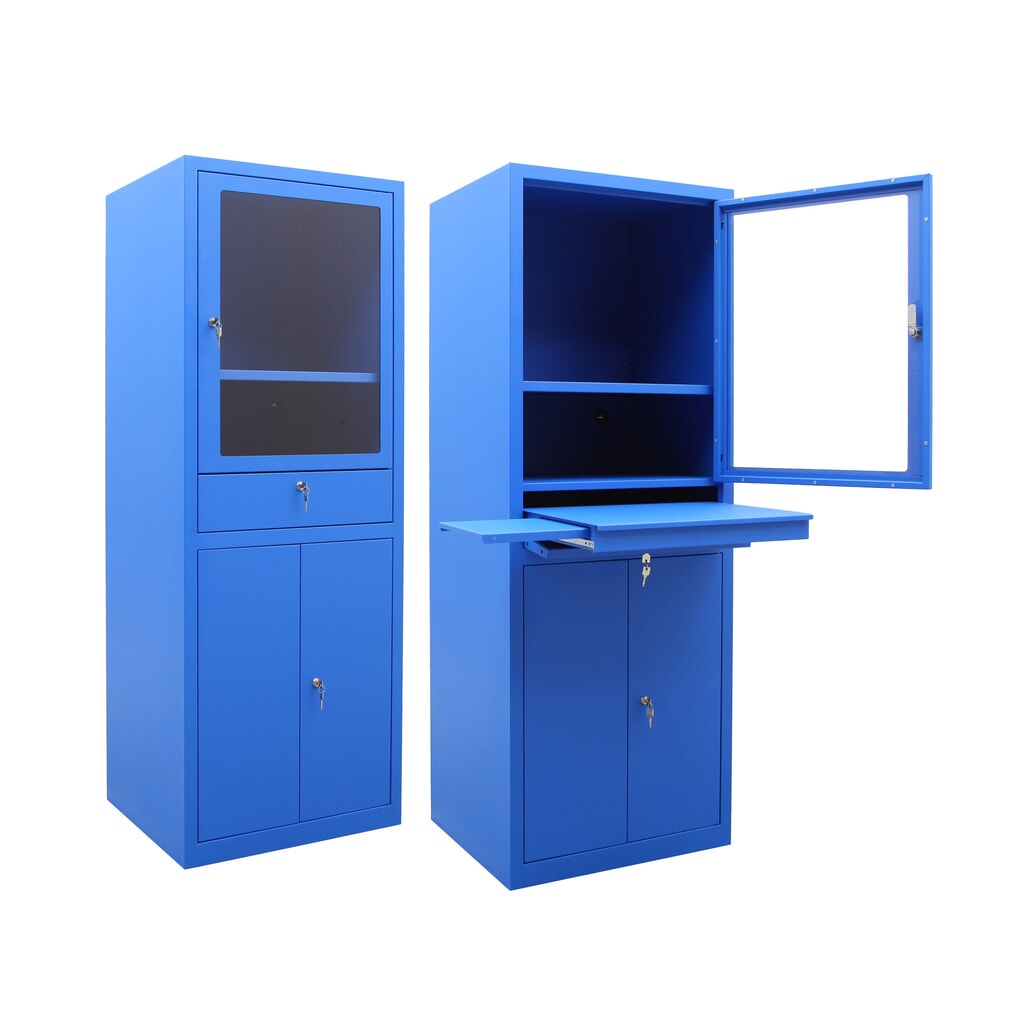 Armadio mobile per computer HEMMDAL HCS-1, AxLxP 1.750 x 650 x 550 mm, blu genziana Immagine del prodotto n. 2: Armadio mobile per computer HEMMDAL HCS-1, AxLxP 1.750 x 650 x 550 mm, blu genziana