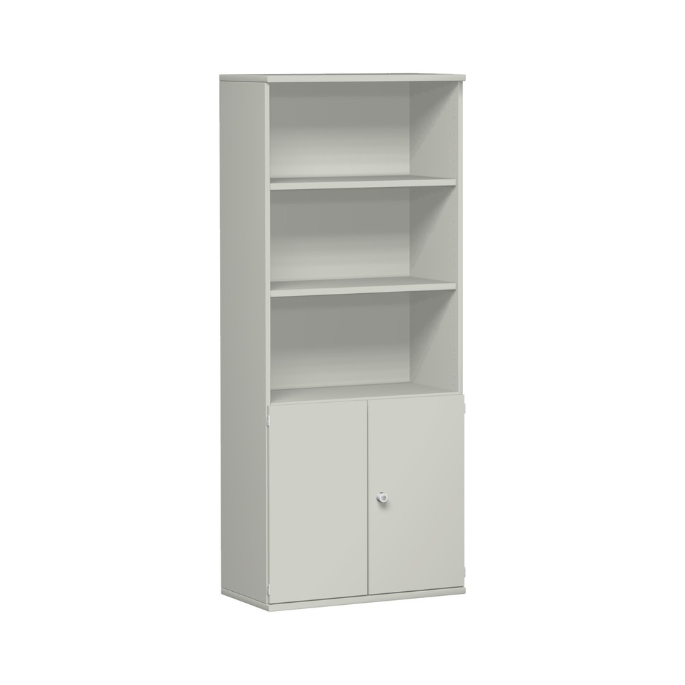 Immagine del prodotto: Armadio modulare Profi con ante in legno, 5 ripiani per raccoglitori, grigio chiaro