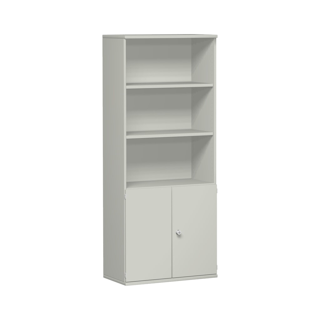 Immagine del prodotto: Armadio modulare Profi con ante in legno, 5 ripiani per raccoglitori, grigio chiaro