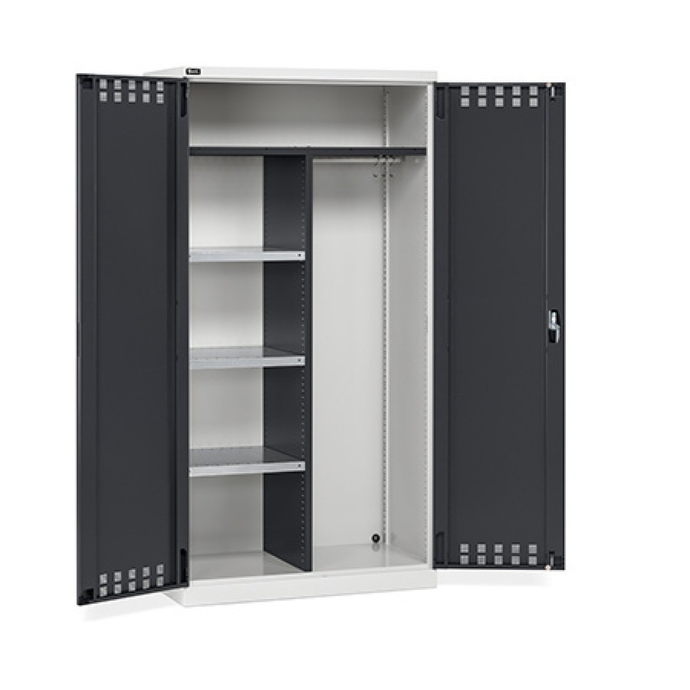 Immagine del prodotto: Armadio multiuso Fami PERFOM, asta appendiabiti, 3 ripiani, AxLxP 2.000 x 1.023 x 726 mm, grigio chiaro, antracite