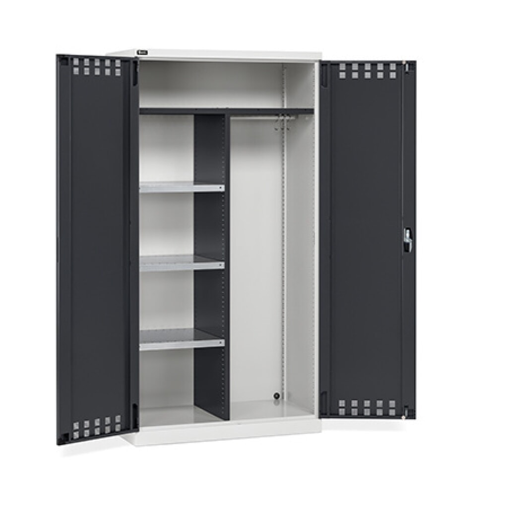 Immagine del prodotto: Armadio multiuso Fami PERFOM, asta appendiabiti, 3 ripiani, AxLxP 2.000 x 1.023 x 726 mm, grigio chiaro, antracite