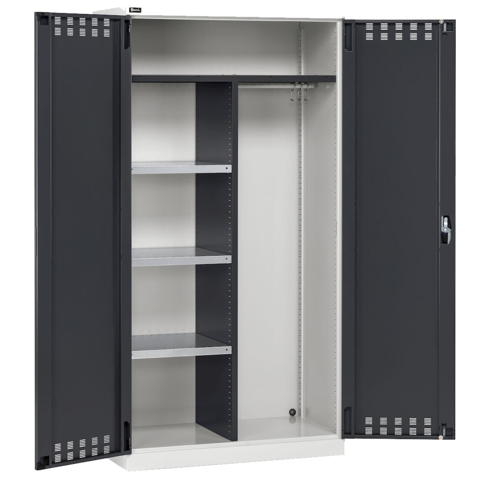 Immagine del prodotto n. 4: Armadio multiuso Fami PERFOM, asta appendiabiti, 3 ripiani, AxLxP 2.000 x 1.023 x 726 mm, grigio chiaro, antracite