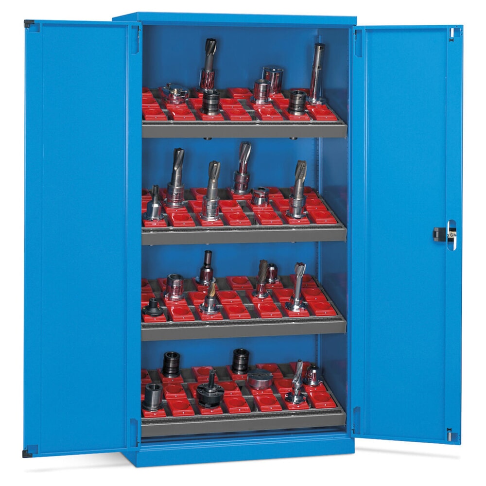 Immagine del prodotto n. 2: Armadio per attrezzature Fami PERFOM CNC, 4 ripiani, AxLxP 2.000 x 1.023 x 726 mm, 50 inserti per attrezzi ISO 50, azzurro