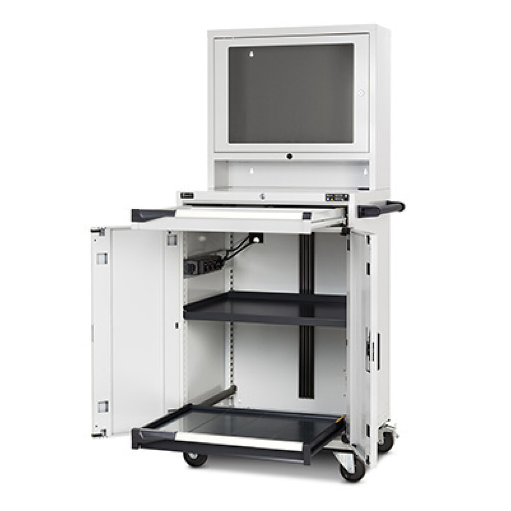 Armadio per computer Fami Master CS, anta in policarbonato, 1 cassetto, AxLxP 1.731 x 792 x 617 mm, grigio chiaro Immagine del prodotto: Armadio per computer Fami Master CS, anta in policarbonato, 1 cassetto, AxLxP 1.731 x 792 x 617 mm, grigio chiaro