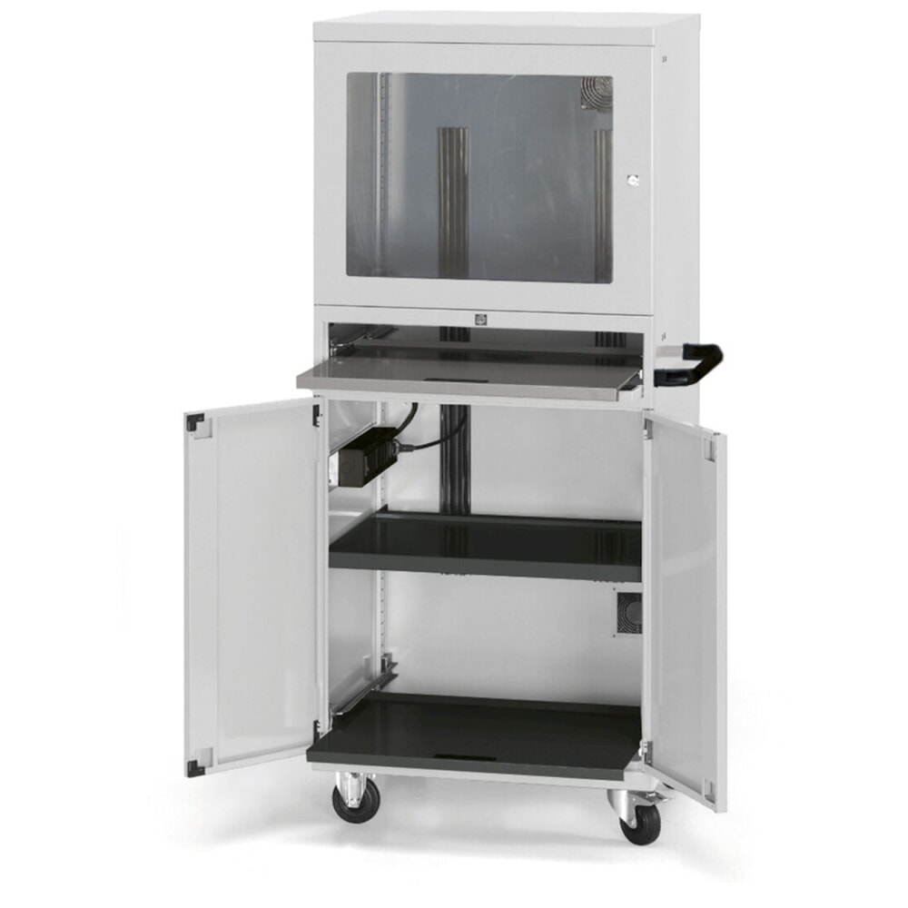 Immagine del prodotto n. 2: Armadio per computer Fami Standard, 1 ventilatore, 4 prese, AxLxP 1.688 x 807 x 654 mm, grigio chiaro