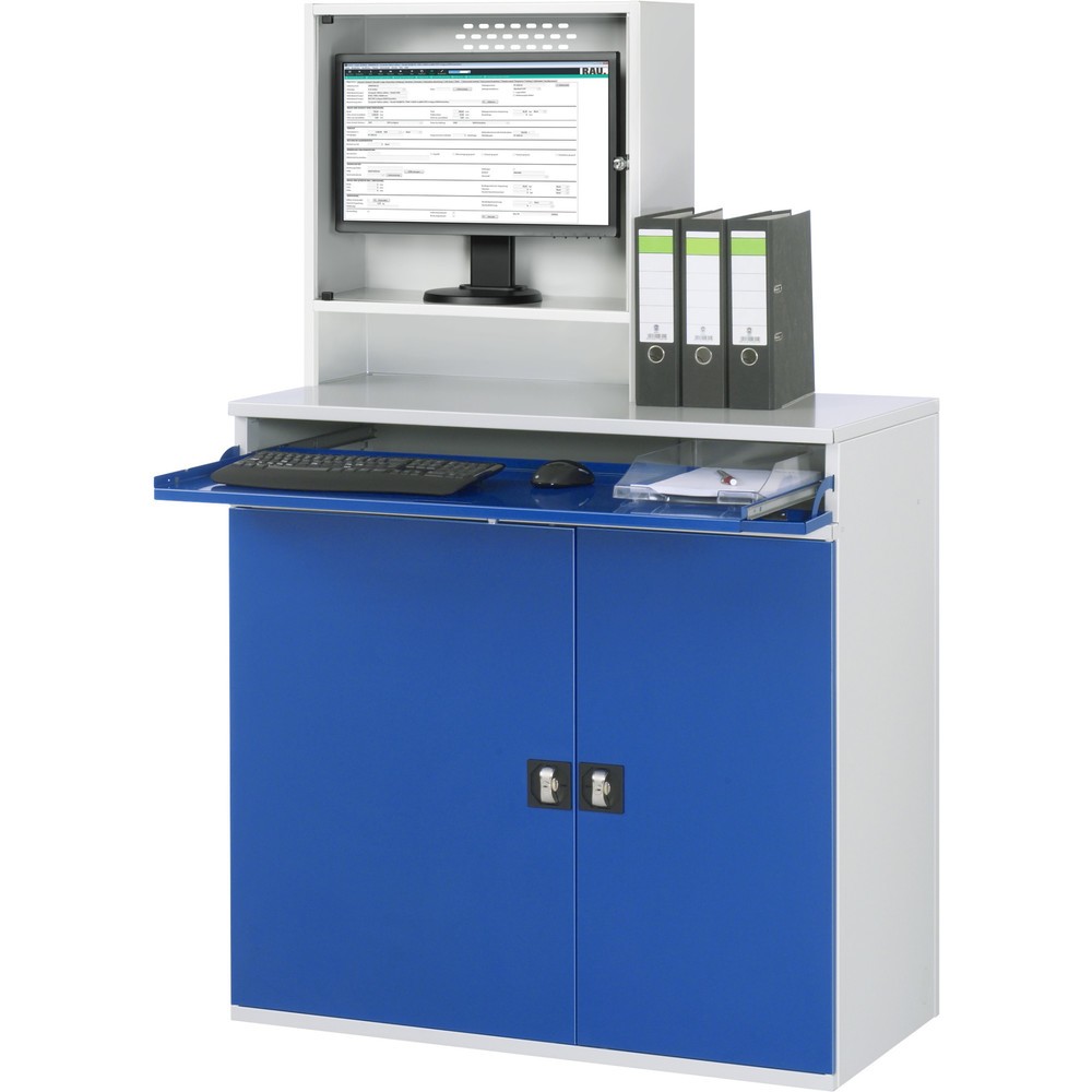 Immagine del prodotto n. 3: Armadio per computer RAU, alloggiamento monitor, ripiano estraibile per tastiera, doppia anta a battente, profondità alloggiamento monitor 230, 1 ripiano estraibile, fisso