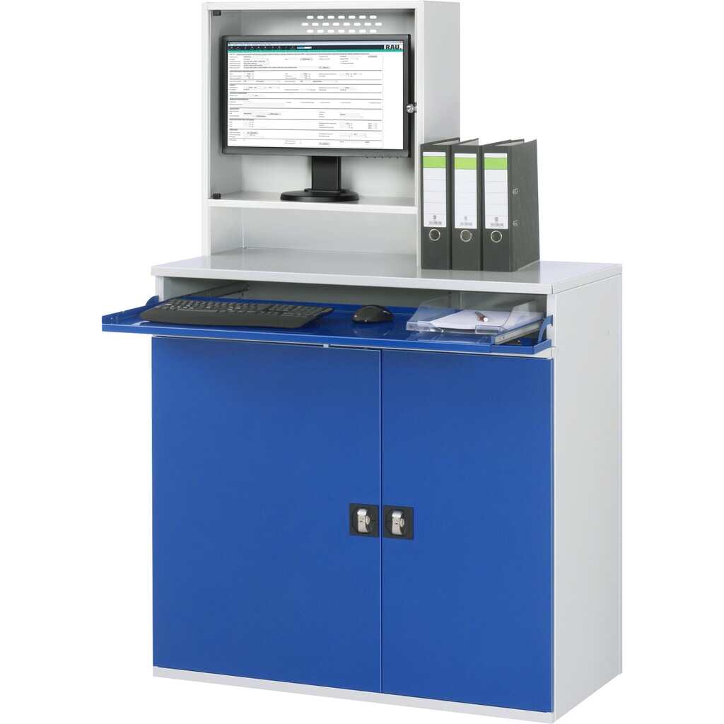 Immagine del prodotto n. 3: Armadio per computer RAU, alloggiamento monitor, ripiano estraibile per tastiera, doppia anta a battente, profondità alloggiamento monitor 230, 1 ripiano estraibile, fisso