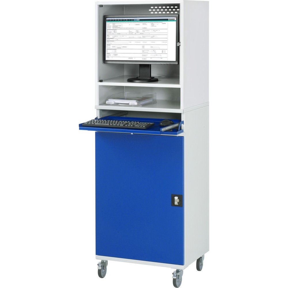 Immagine del prodotto n. 2: Armadio per computer RAU, alloggiamento monitor, ripiano estraibile per tastiera, anta a battente, mobile