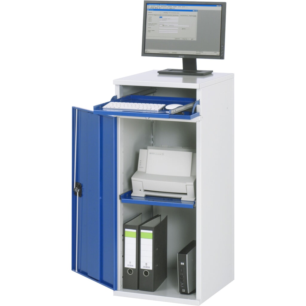 Armadio per computer RAU, ripiano estraibile per tastiera, anta a battente, fisso Immagine del prodotto: Armadio per computer RAU, ripiano estraibile per tastiera, anta a battente, fisso