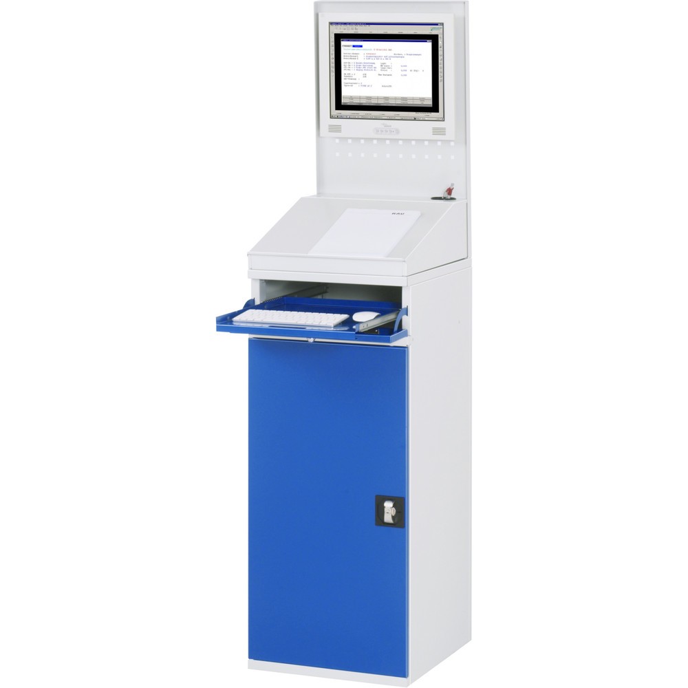 Immagine del prodotto n. 2: Armadio per computer RAU, ripiano estraibile per tastiera, anta a battente, parete posteriore in piastra forata, cassetti, fisso