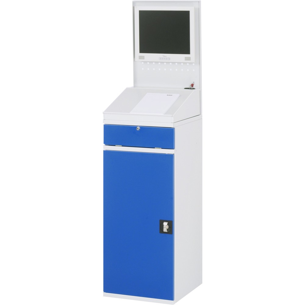 Immagine del prodotto n. 3: Armadio per computer RAU, ripiano estraibile per tastiera, anta a battente, parete posteriore in piastra forata, cassetti, fisso