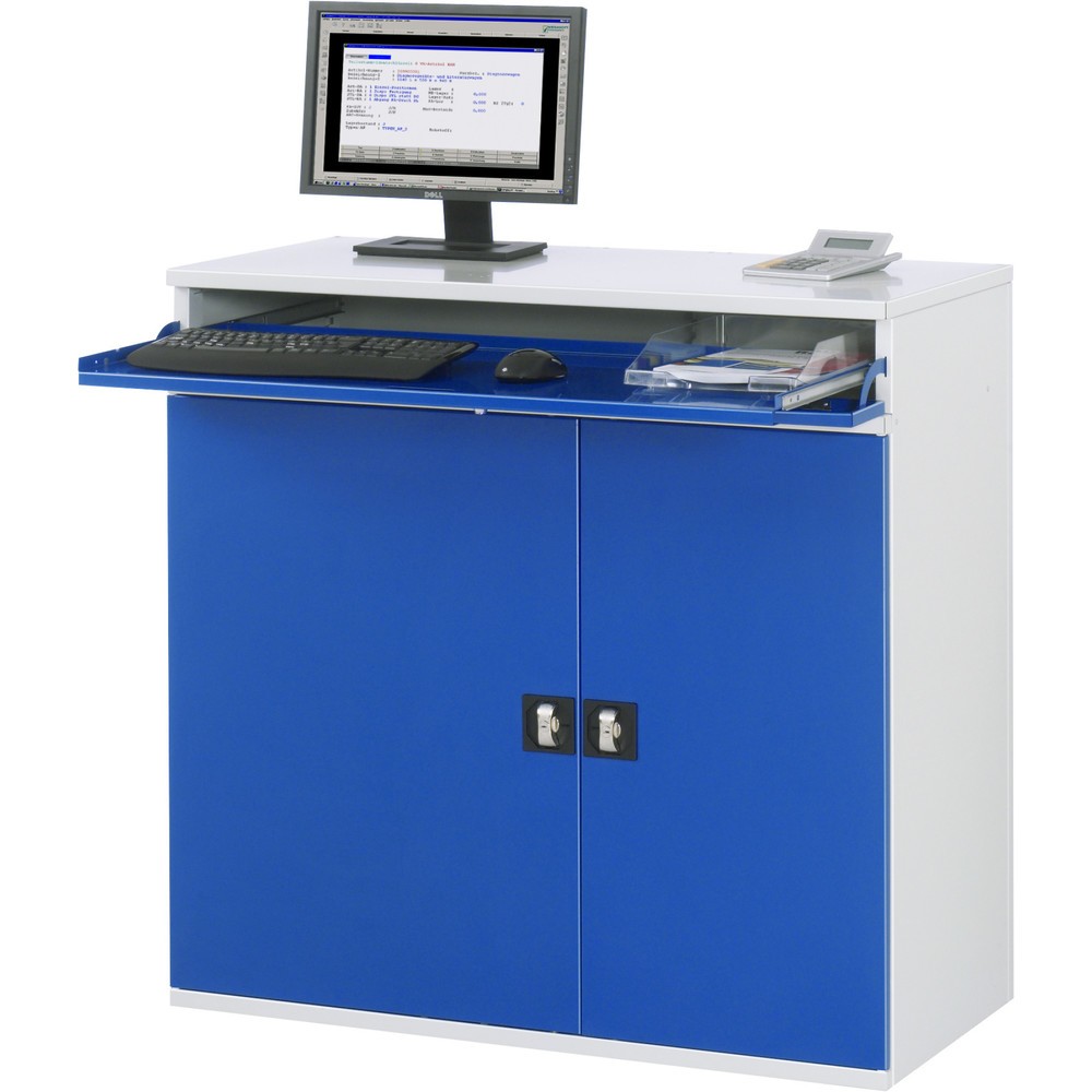 Immagine del prodotto n. 2: Armadio per computer RAU, ripiano estraibile per tastiera, doppia anta a battente, fisso