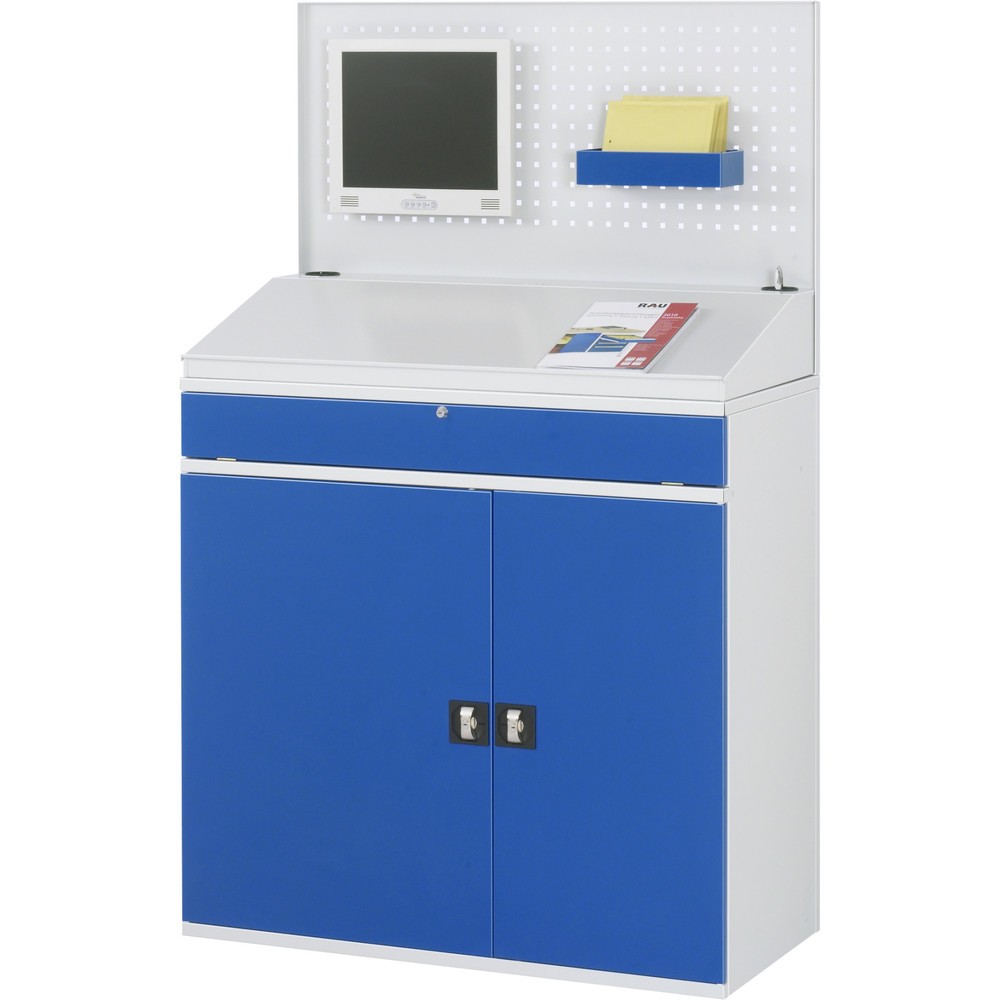 Immagine del prodotto n. 2: RAU Armadio per computer, HxLxP 1.770 x 1.100 x 520 mm, con 2 ante a battente, ripiano estraibile per tastiera, 1 cassetto e set di ruote