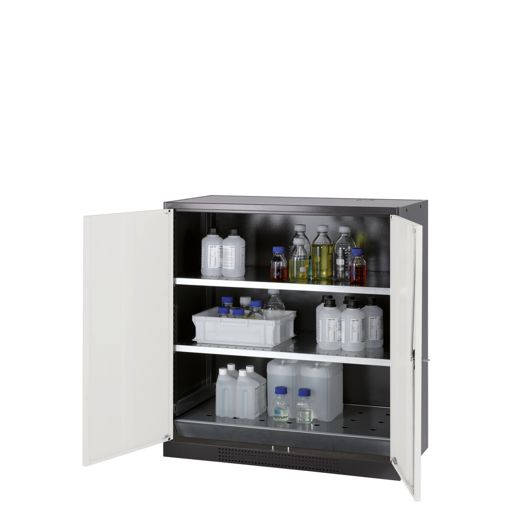 Immagine del prodotto: Armadio per prodotti chimici e velenosi asecos ® con ripiani, AxLxP 1.105 x 1.055 x 520 mm, bianco alluminio