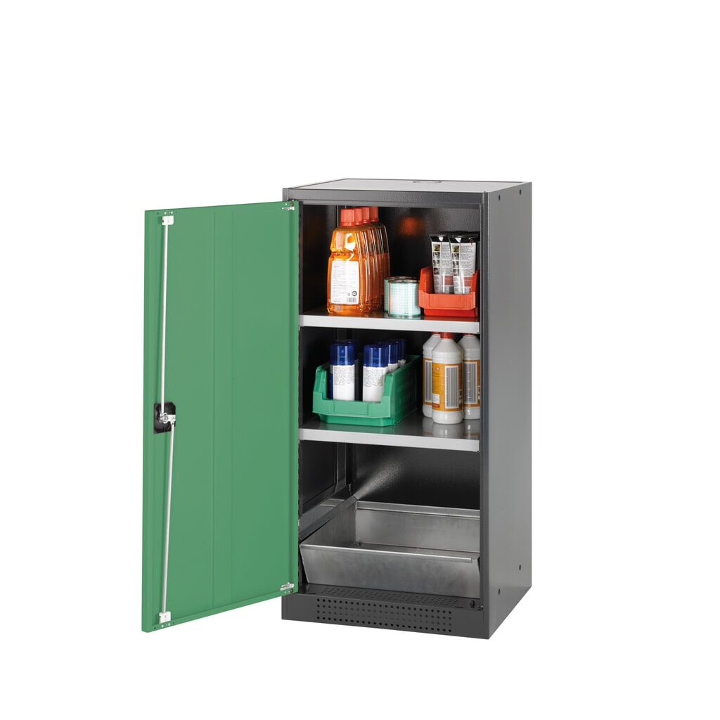 armadio per sostanze chimiche asecos® CS-CLASSIC, con vasca di raccolta a pavimento dotata di lamiera forata e 2 ripiani, HxBxT 1.105 x 545 x 520 mm, verde reseda Immagine del prodotto: armadio per sostanze chimiche asecos® CS-CLASSIC, con vasca di raccolta a pavimento dotata di lamiera forata e 2 ripiani, HxBxT 1.105 x 545 x 520 mm, verde reseda