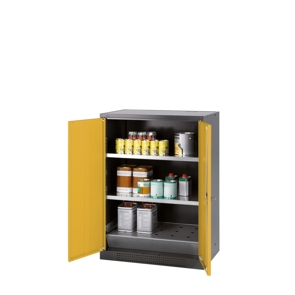 Immagine del prodotto: Armadio per prodotti chimici e velenosi asecos ® con ripiani, AxLxP 1.105 x 810 x 520 mm, Giallo oro
