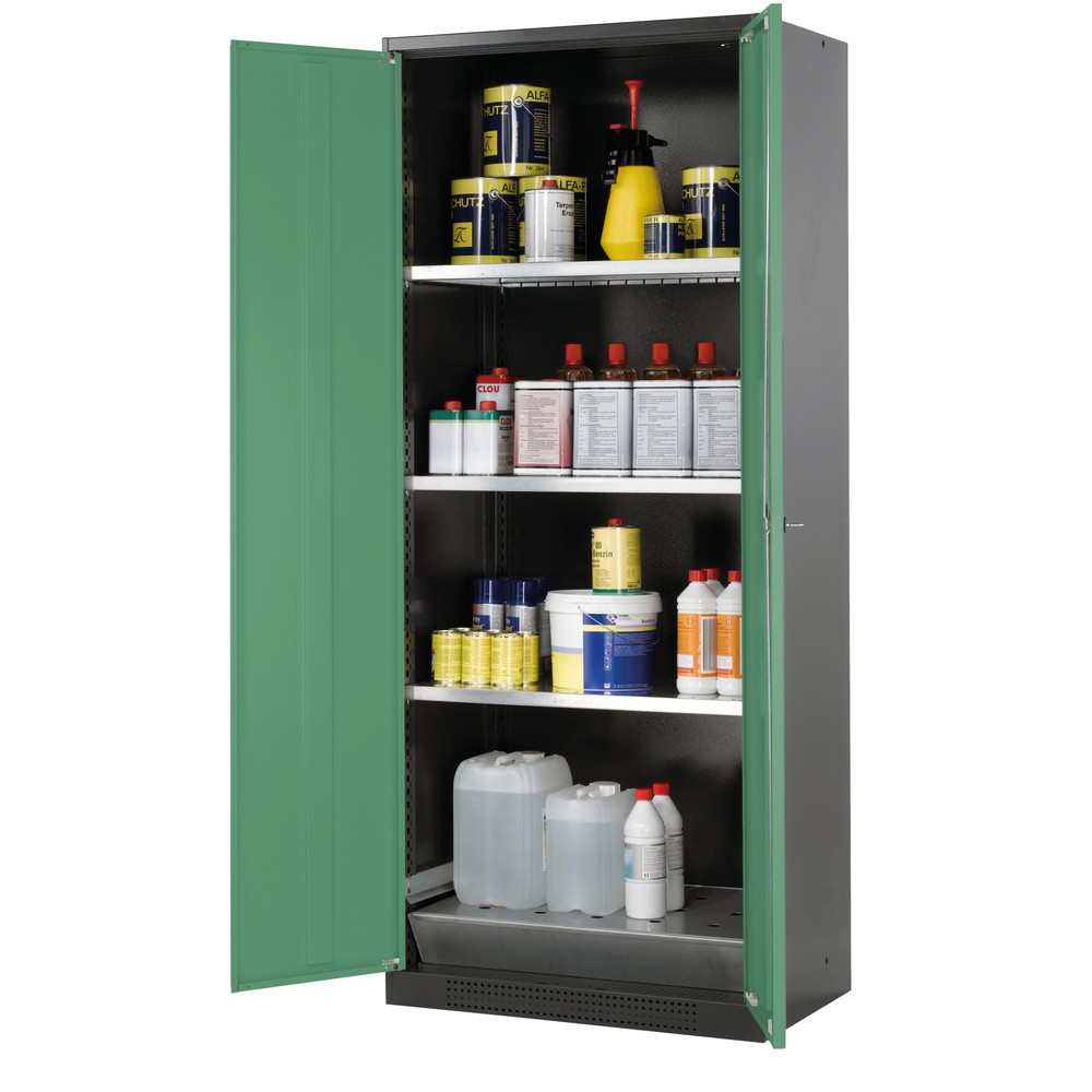 Immagine del prodotto: Armadio per prodotti chimici e velenosi asecos ® con ripiani, AxLxP 1.950 x 810 x 520 mm, Verde reseda