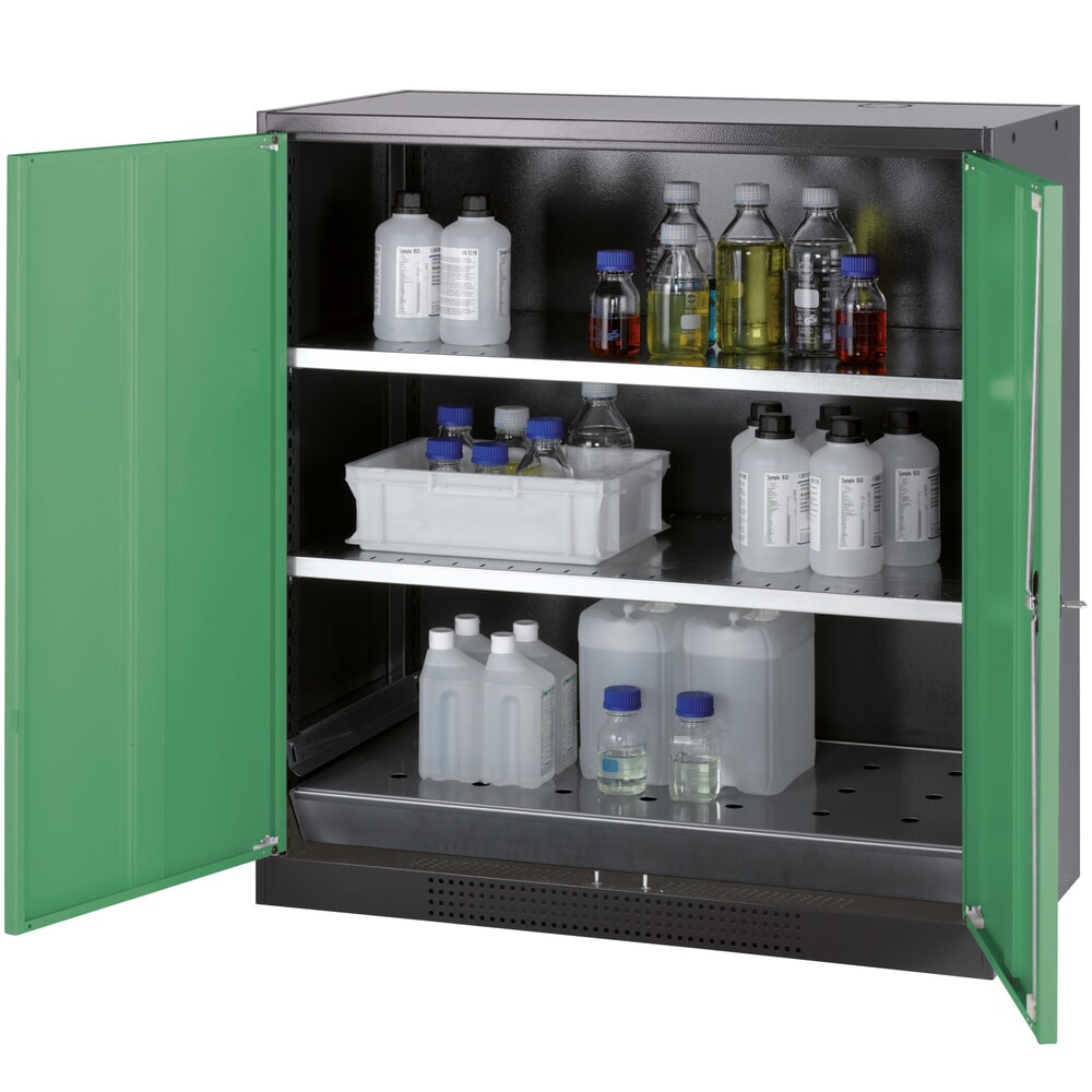 Immagine del prodotto n. 1: Armadio per prodotti chimici e velenosi asecos ® con ripiani, AxLxP 1.105 x 1.055 x 520 mm, Verde reseda