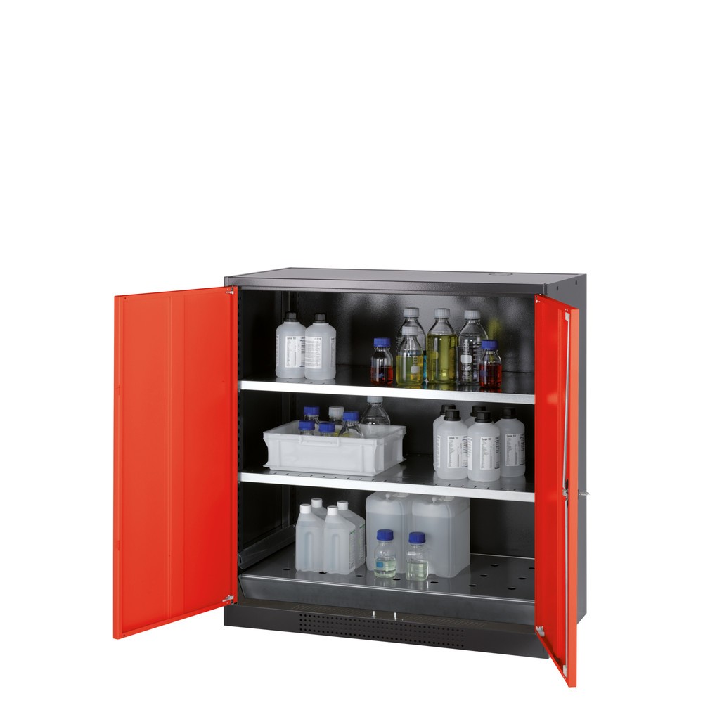 Immagine del prodotto n. 1: Armadio per prodotti chimici e velenosi asecos ® con ripiani, AxLxP 1.105 x 1.055 x 520 mm, Rosso traffico