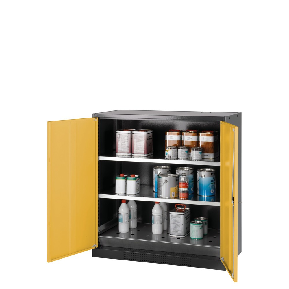 Immagine del prodotto n. 1: Armadio per prodotti chimici e velenosi asecos ® con ripiani, AxLxP 1.105 x 1.055 x 520 mm, Giallo oro