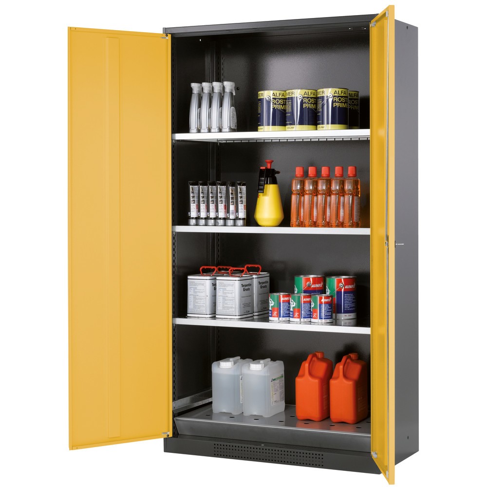 Immagine del prodotto: Armadio per prodotti chimici e velenosi asecos ® con ripiani, AxLxP 1.950 x 1.055 x 520 mm, Giallo oro