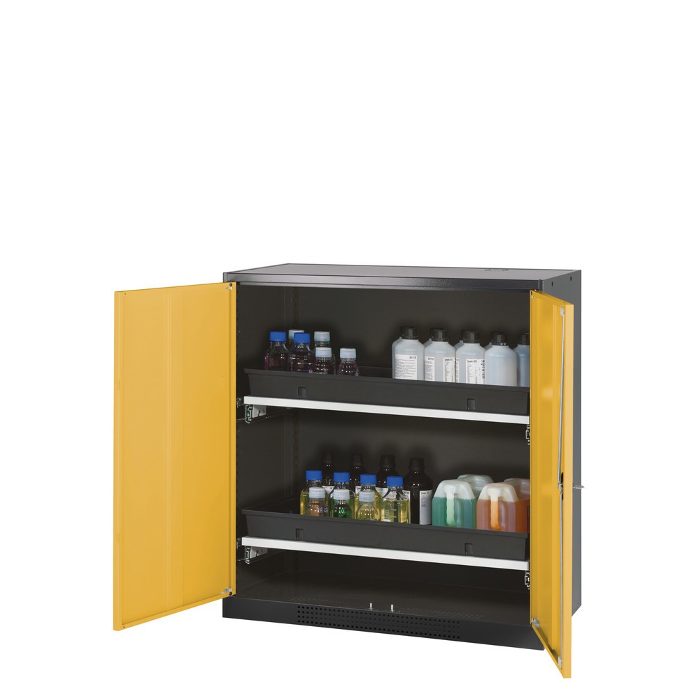 Immagine del prodotto: Armadio per prodotti chimici e velenosi asecos ® con ripiani estraibili, AxLxP 1.105 x 1.055 x 520 mm, Giallo oro