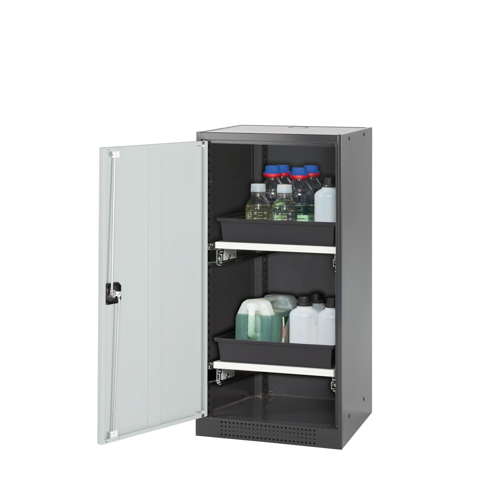 armadio per sostanze chimiche asecos® CS-CLASSIC, con 2 ripiani estraibili e vasca in PP, HxBxT 1.105 x 545 x 520 mm, grigio chiaro Immagine del prodotto: armadio per sostanze chimiche asecos® CS-CLASSIC, con 2 ripiani estraibili e vasca in PP, HxBxT 1.105 x 545 x 520 mm, grigio chiaro